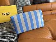 Fortok Fendi Pequin Roll Striped Reversible Tote Bag Blue 35*32*19.5cm  - 6