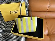 Fortok Fendi Small Pequin Roll Striped Reversible Tote Bag Yellow 23*19.5*15cm - 1