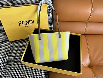 Fortok Fendi Small Pequin Roll Striped Reversible Tote Bag Yellow 23*19.5*15cm