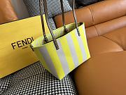 Fortok Fendi Small Pequin Roll Striped Reversible Tote Bag Yellow 23*19.5*15cm - 5