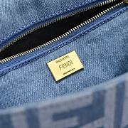 Fortok Fendi Baguette bag blue denim-effect FF jacquard fabric tassels 26.5-18-8.5cm - 5