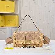Fortok Fendi Baguette bag Beige FF jacquard fabric tassels 26.5-18-8.5cm - 1