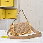 Fortok Fendi Baguette bag Beige FF jacquard fabric tassels 26.5-18-8.5cm - 3