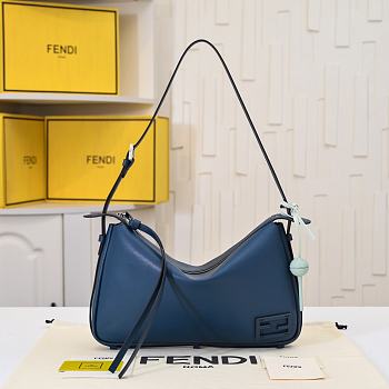 Fortok Fendi Simply Large Shoulder Bag Navy Blue 34.5x4.5x20cm