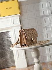 Fortok Fendi Baguette Continental Wallet on Chain Leather Brown 21x5x11.5cm - 2