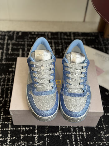 Fortok Jimmy Choo 26ss Florent Glitter Trainer Blue