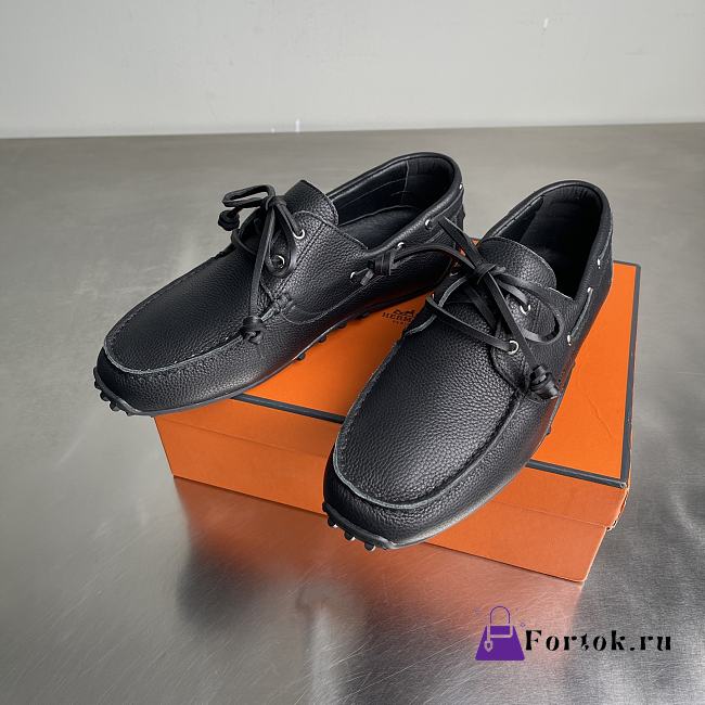 Fortok Hermes Member Loafer Calfskin Leather Black  - 1