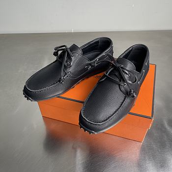 Fortok Hermes Member Loafer Calfskin Leather Black 