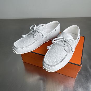 Fortok Hermes Member Loafer Calfskin Leather White