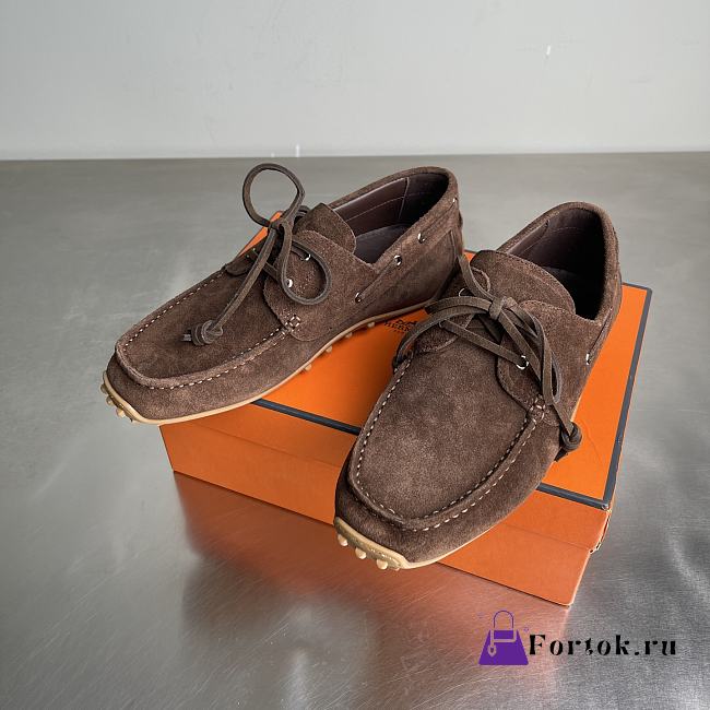 Fortok Hermes Member Loafer Suede Brown 06 - 1