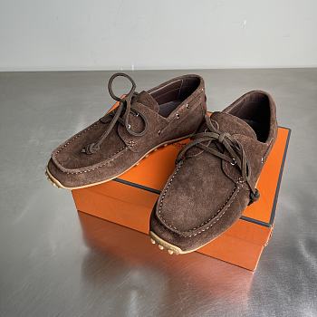 Fortok Hermes Member Loafer Suede Brown 06