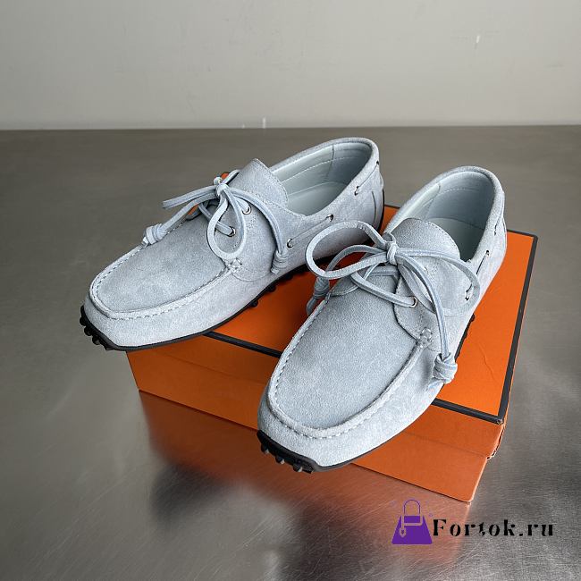 Fortok Hermes Member Loafer Suede Light Blue 01 - 1