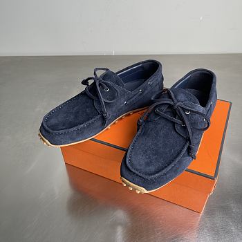 Fortok Hermes Member Loafer Suede Navy Blue
