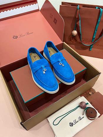 Fortok Loro Piana Summer Charms Walk loafers Royal Blue Suede