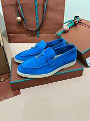 Fortok Loro Piana Summer Charms Walk loafers Royal Blue Suede - 4