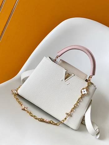 Fortok Louis Vuitton Capucines BB bag White - Pink 27 x 17 x 9cm