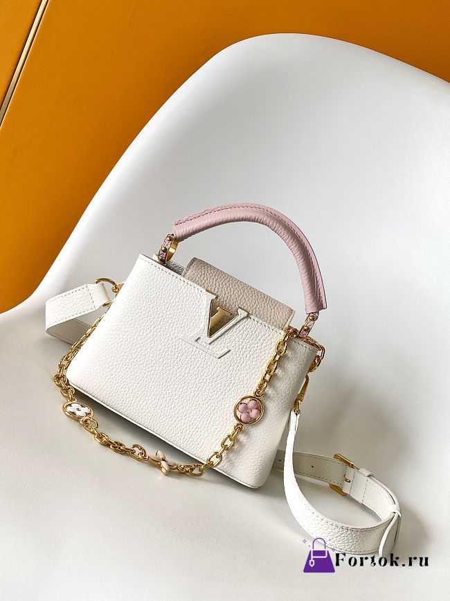Fortok Louis Vuitton Capucines BB bag White - Pink 21 x 14 x 8cm - 1