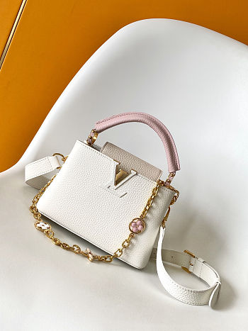 Fortok Louis Vuitton Capucines BB bag White - Pink 21 x 14 x 8cm