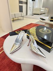 Fortok Christian Louboutin Miss Z Slimimule Metallic Silver Leather 100mm - 5