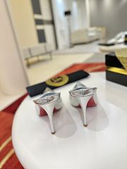 Fortok Christian Louboutin Miss Z Slimimule Metallic Silver Leather 100mm - 6