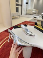 Fortok Christian Louboutin Miss Z Slimimule Metallic Silver Leather 100mm - 4