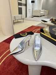 Fortok Christian Louboutin Miss Z Slimimule Metallic Silver Leather 100mm - 2