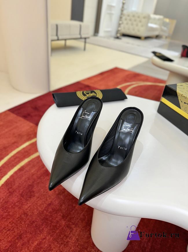 Fortok Christian Louboutin Miss Z Slimimule Black Leather 100mm - 1
