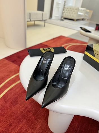 Fortok Christian Louboutin Miss Z Slimimule Black Leather 100mm