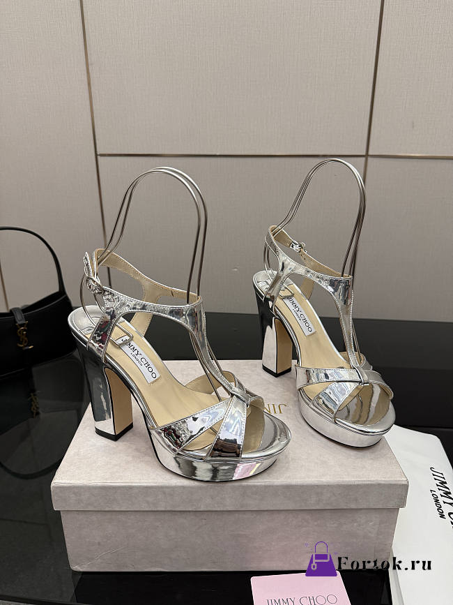 Fortok Jimmy Choo Kesia 120 Metallic Silver Heels  - 1