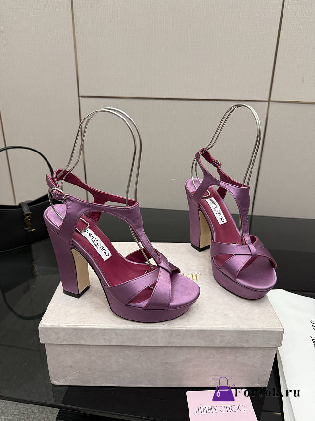 Fortok Jimmy Choo Kesia 120 Satin Violet Orchid Heels  - 1