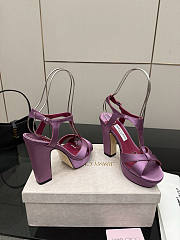 Fortok Jimmy Choo Kesia 120 Satin Violet Orchid Heels  - 2