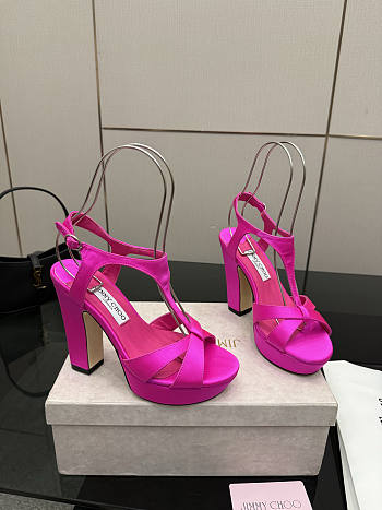 Fortok Jimmy Choo Kesia 120 Satin Hot Pink Heels 