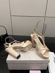 Fortok Jimmy Choo Kesia 120 Satin Beige Heels  - 5