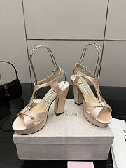 Fortok Jimmy Choo Kesia 120 Satin Beige Heels  - 4