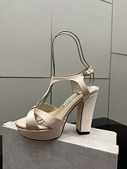 Fortok Jimmy Choo Kesia 120 Satin Beige Heels  - 3
