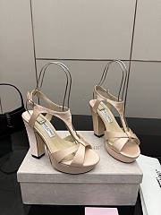 Fortok Jimmy Choo Kesia 120 Satin Beige Heels  - 1