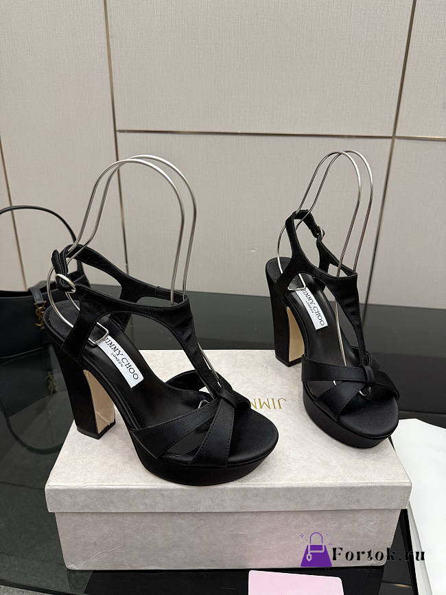 Fortok Jimmy Choo Kesia 120 Satin Black Heels  - 1