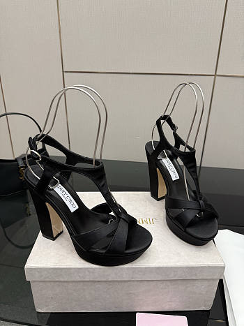 Fortok Jimmy Choo Kesia 120 Satin Black Heels 