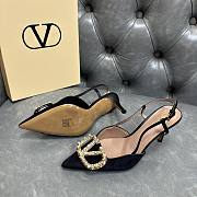 Fortok Valentino Garavani VLogo Signature Slingback Pump Suede Black 80Mm - 3