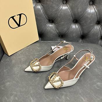 Fortok Valentino Garavani VLogo Signature Slingback Pump Leather White 80Mm