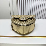 Fortok Chanel Metallic Lambskin Quilted CC Love Heart Bag Gold 18x19 x5.5cm - 6