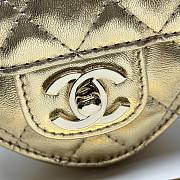 Fortok Chanel Metallic Lambskin Quilted CC Love Heart Bag Gold 12x13x5.5cm - 5