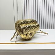 Fortok Chanel Metallic Lambskin Quilted CC Love Heart Bag Gold 12x13x5.5cm - 4