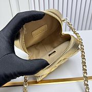 Fortok Chanel Metallic Lambskin Quilted CC Love Heart Bag Gold 12x13x5.5cm - 3