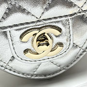 Fortok Chanel Metallic Lambskin Quilted CC Love Heart Bag Silver 12x13x5.5cm - 4