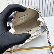 Fortok Chanel Metallic Lambskin Quilted CC Love Heart Bag Silver 12x13x5.5cm - 5