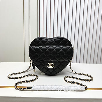 Fortok Chanel CC Love Heart Bag Black 18x19 x5.5cm
