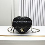 Fortok Chanel CC Love Heart Bag Black 12x13x5.5cm - 1