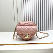 Fortok Chanel CC Love Heart Bag Pink 12x13x5.5cm - 1