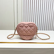Fortok Chanel CC Love Heart Bag Pink 12x13x5.5cm - 6